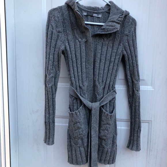 Athleta Jackets & Blazers - Athleta Tie Waist Hooded ZIP Front Sweater Jacket